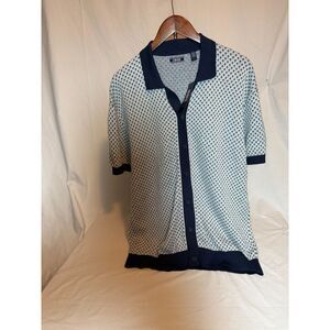 Mens sz L Izod Luxury Classics Comfy Dress Short sleeved button down sweater NWT
